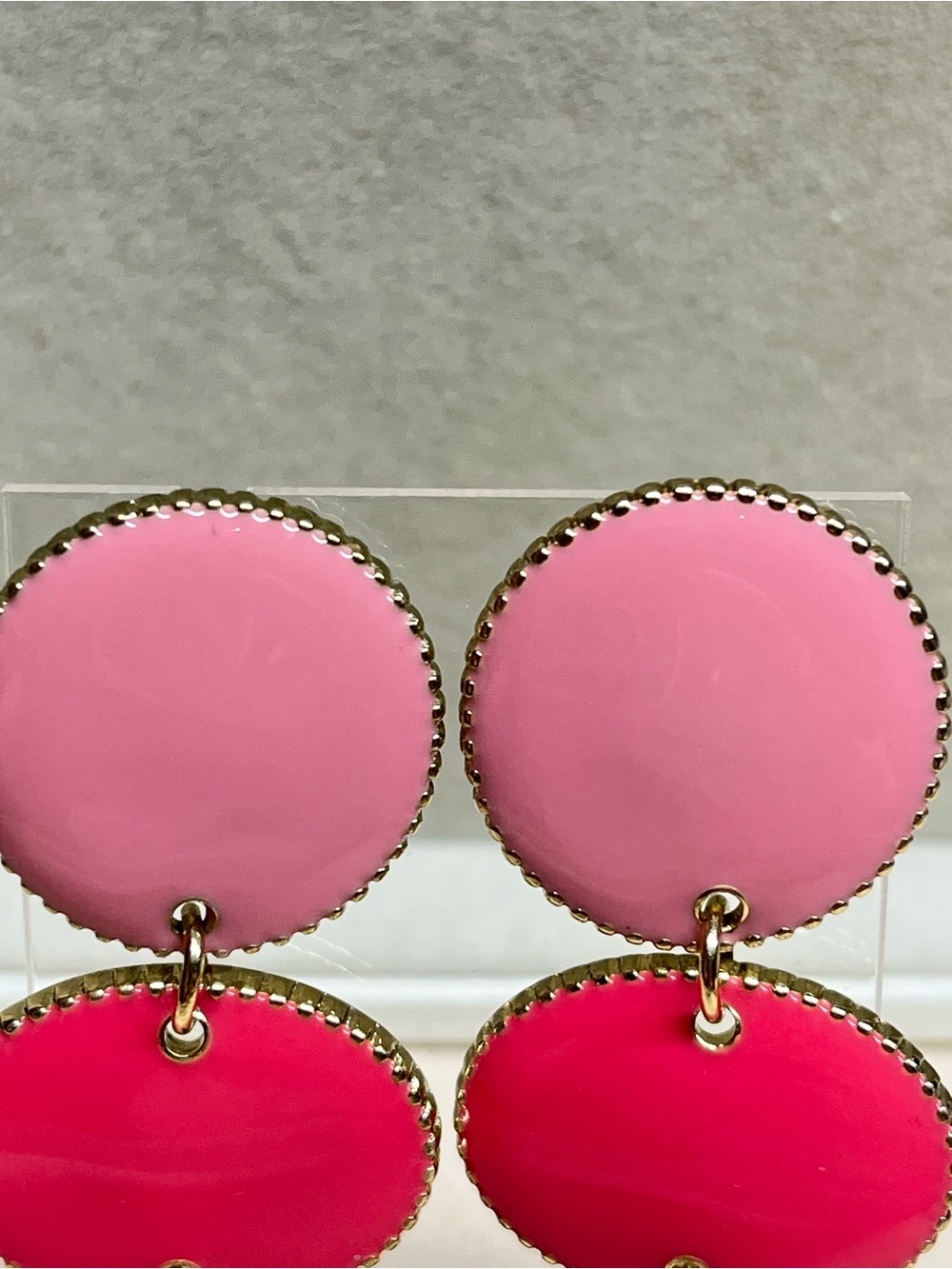 SUGARFIX by BaubleBar Pink Red Ombre Drop Dangle Earrings Gold Tone - Picture 2 of 6